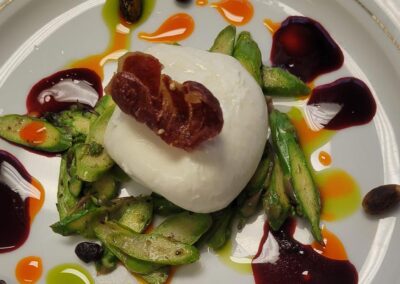 Buratta with warm asparagus